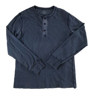 J Crew Factory Men's Garment Dyed Henley Shirt Long Sleeve Blue Size Small